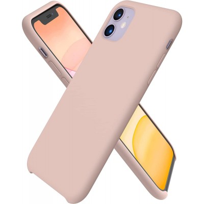 Husa iPhone 11, SIlicon Catifelat cu Interior Microfibra, Ivory